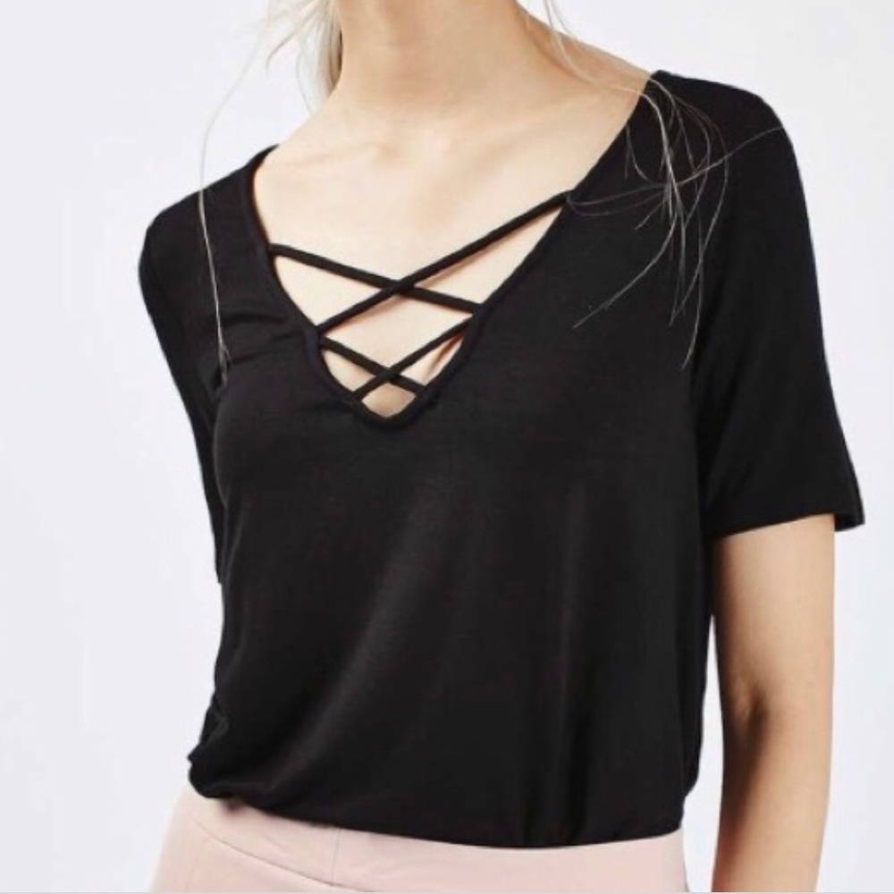 Topshop cross front shirt